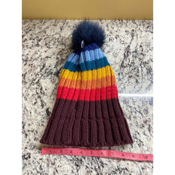 No Boundries Toboggan Beanie Unisex One Size Multicolor Stripe Knit Pom Cozycore - Picture 7 of 8